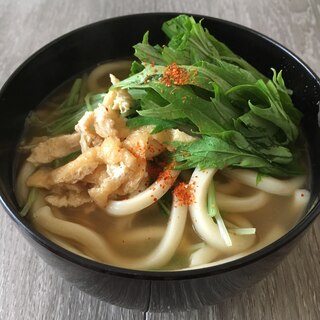 水菜と油揚げのうどん♪